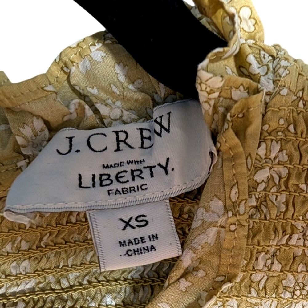 J. Crew Women's Liberty Fabric Vintage Yellow Floral Blouse Size XS - Picture 3 of 14